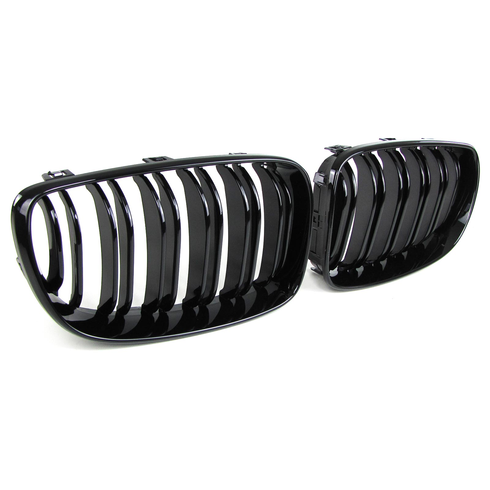 Grill Nieren BMW E81 / E82 / E87 / E88  Dubbel Spaak Glanzend Zwart