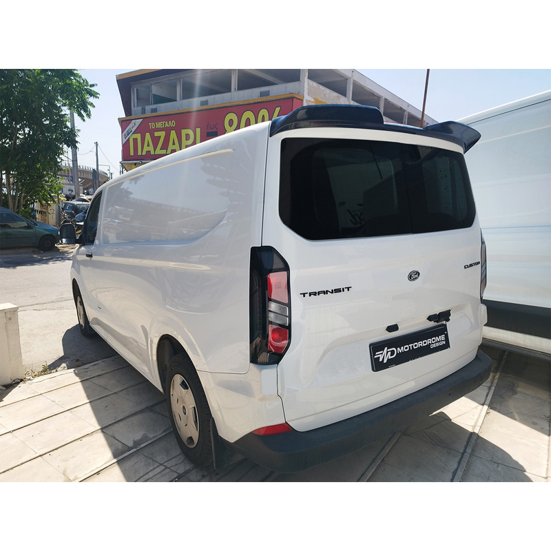 Motordrome Dakspoiler V.3  Ford Transit Custom (V710) 2023- & Volkswagen Transporter T7 2024- (met achterklep) (PU)