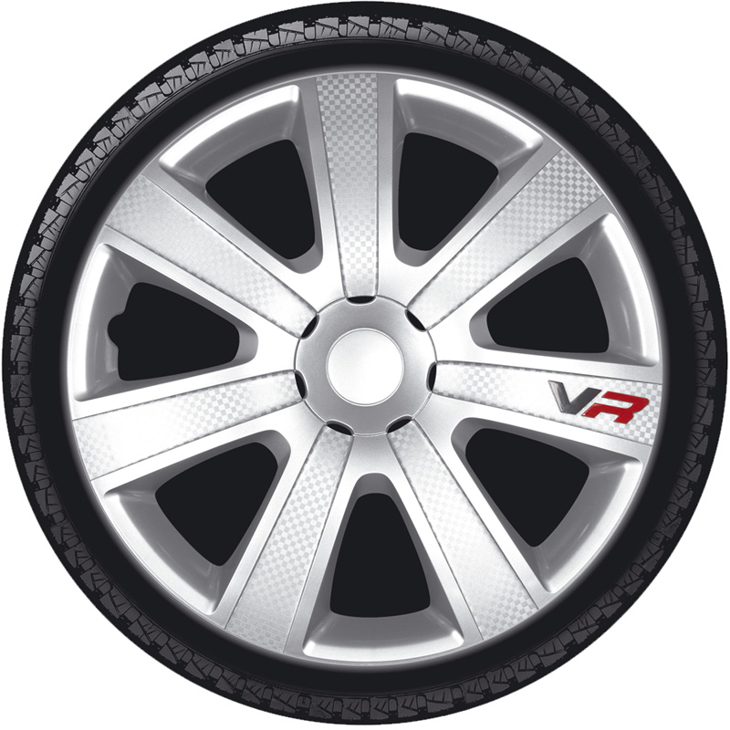 4-Delige Wieldoppenset VR 13-inch zilver/carbon-look/logo