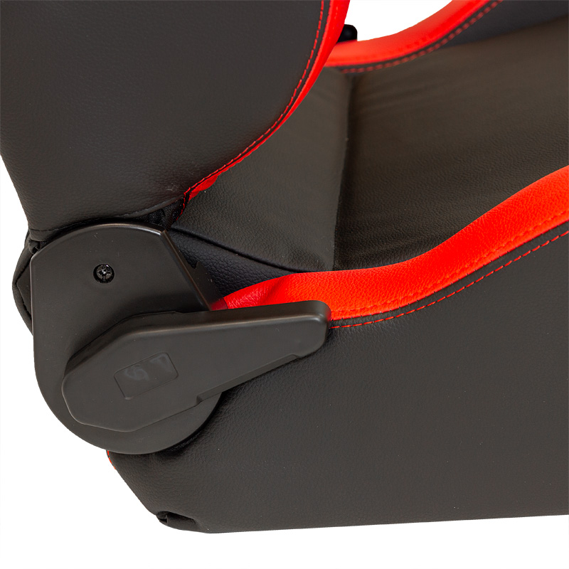 Sportstoel 'RS6-II' - Matzwart/Rood Kunstleder - Dubbelzijdig verstelbare rugleuning - incl. sledes