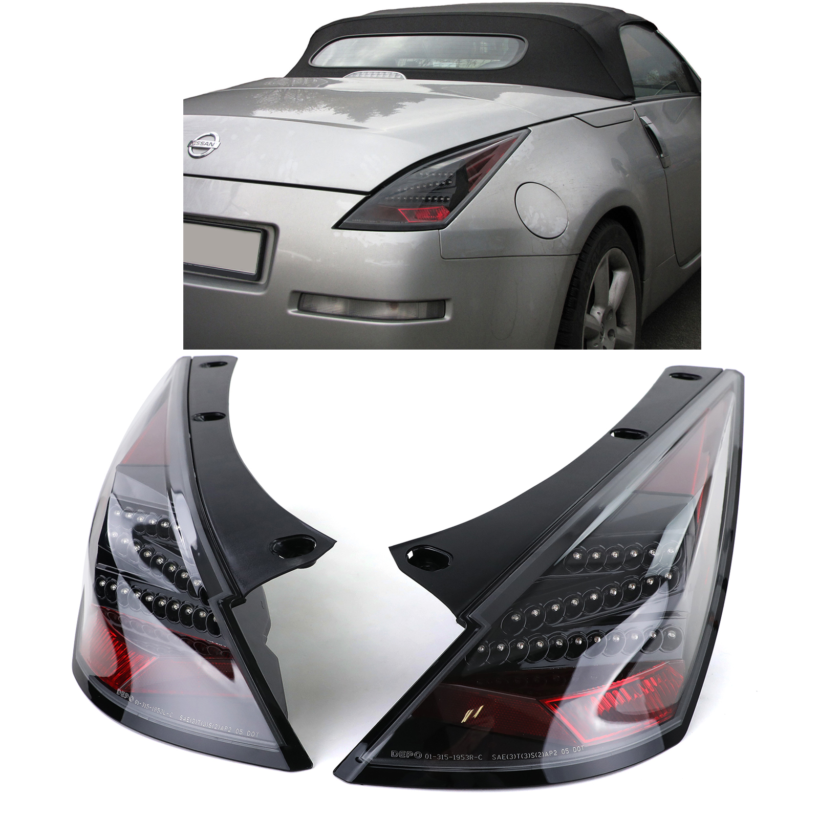 Achterlichten Nissan 350Z Z33 02-08 LED Z-Design zwart