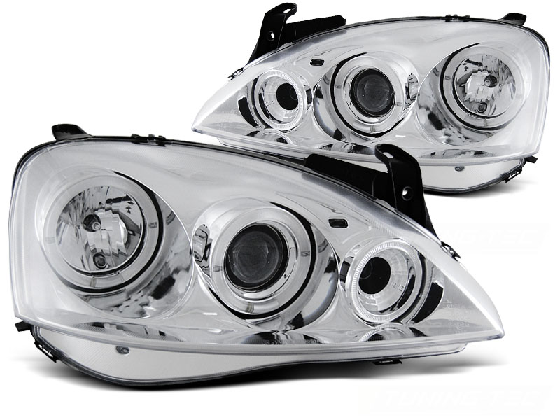 Koplampen Opel Corsa C Angel Eyes chroom