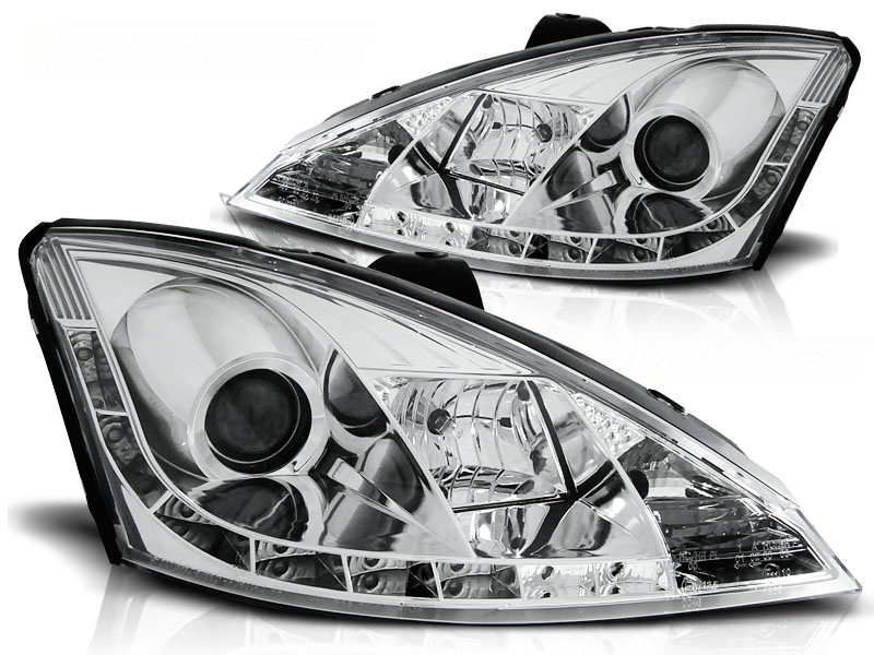 Koplampen Ford Focus 98-01 chroom + Daytime Running Light