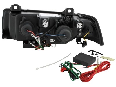 Koplampen passend voor BMW E36 Limousine/Touring 92-98 Devil Eyes real DRL LED Chrome