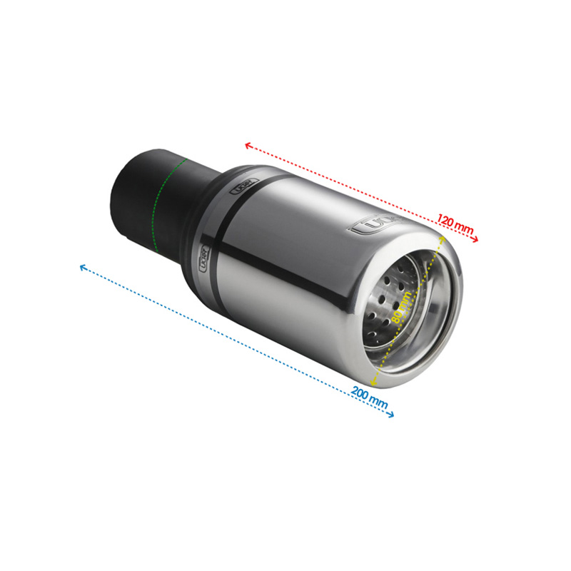 Ulter Sport Uitlaatsierstuk - Rond Ø80mm Type 2- Lengte 120mm - Montage ->50mm - RVS