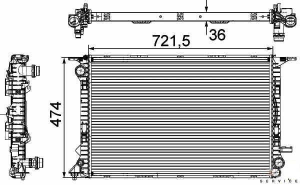 Radiator AUDI A4 07->> 720x475x36 3.2/2.7TDI/3.0TDI M+/-AC