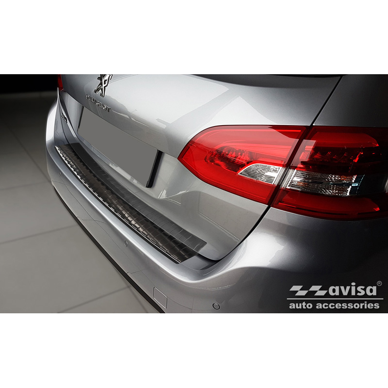 Zwart RVS Achterbumperprotector  Peugeot 308 II SW 2013-2017 & Facelift 2017-2021 'Ribs'