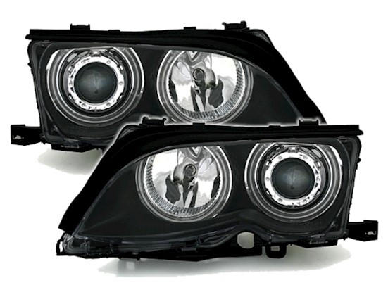 Koplampen passend voor BMW E46 01-05 Sedan/Touring CCFL Angel Eyes zwart