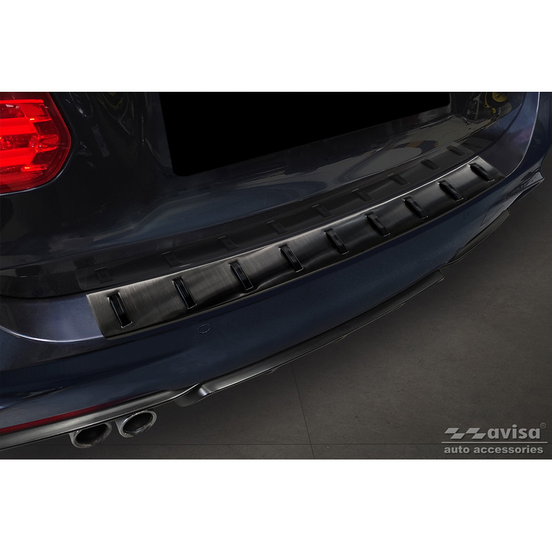 Zwart RVS Achterbumperprotector  BMW 3-Serie (F31) Touring (incl. M-Pakket) 2012-2015 & Facelift 2015-2019 'STRONG EDITION'