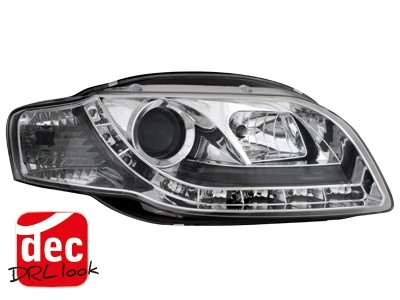 Koplampen passend voor Audi A4 B7 Devil Eyes DRL look chroom ELR