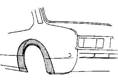 spatbordrand, links Opel Kadett C, 1974-1979
