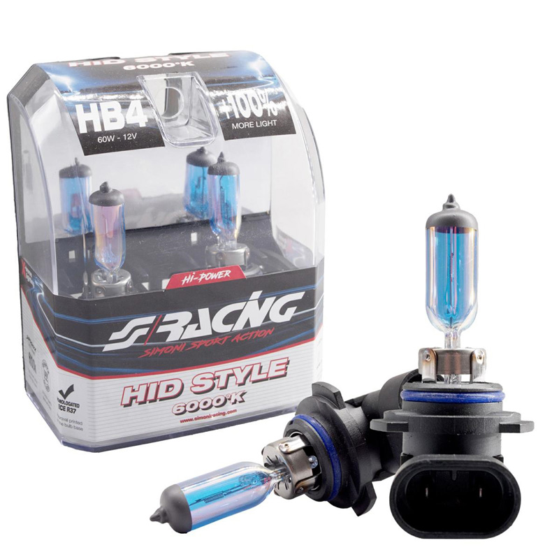Simoni Racing Halogeen Lampen 'HID Style' HB4 (6000K) Hyperwhite 12V/55W, set à 2 stuks ECE-R37