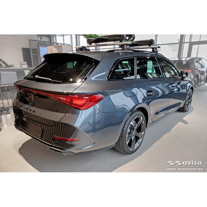 Matzwart RVS Achterbumperprotector  Seat Leon Sportstourer incl. FR / Cupra Leon Sportstourer 2020-2024 & Facelift 2024- 'Ribs'
