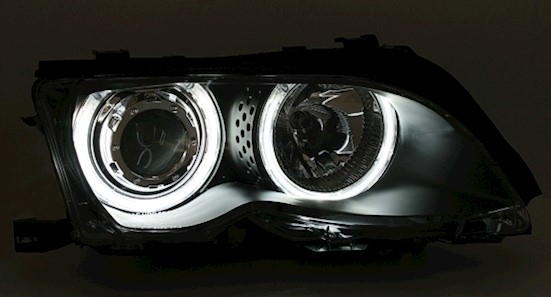 Koplampen passend voor BMW E46 01-05 Sedan/Touring CCFL Angel Eyes zwart