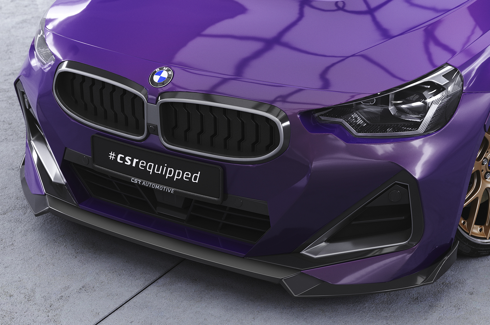 Voorspoiler BMW 2 Serie M Pakket / M240i G42 CSR Glans Zwart