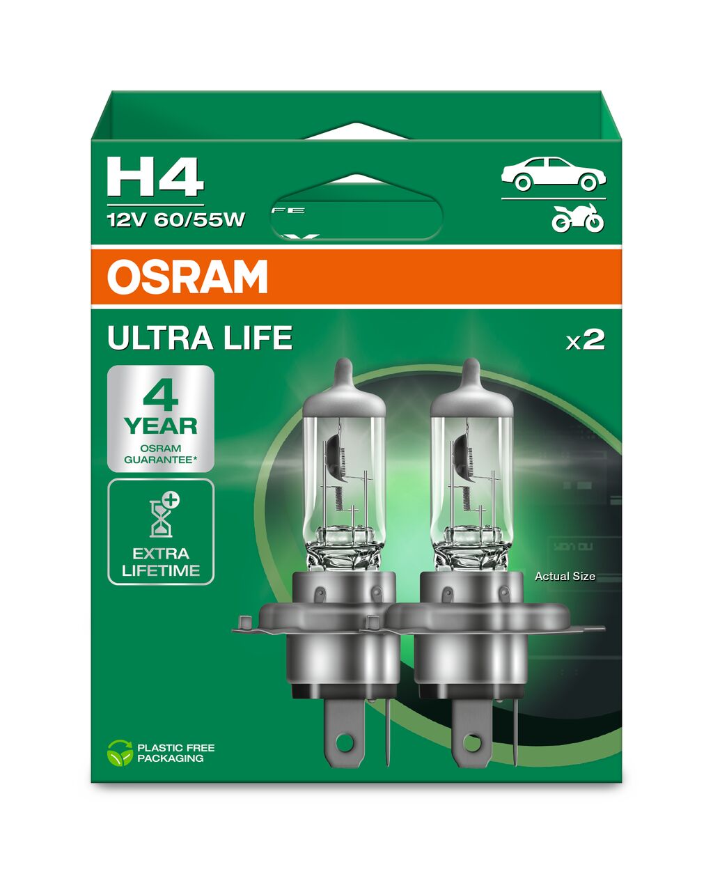 Osram UltraLife Gloeilamp H4 60/55w 64193ULT-2HB 2pcs