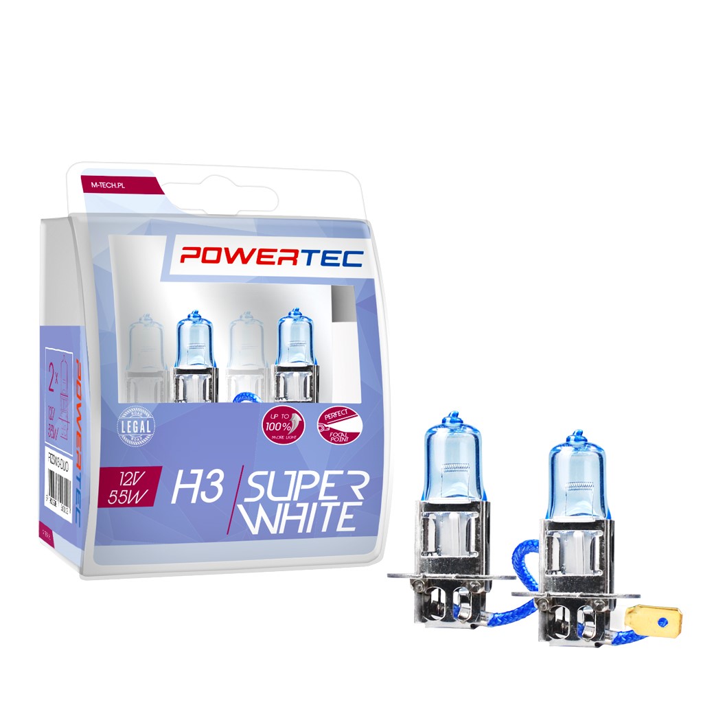 H3 lampen SuperWhite 12V DUO Mtech Powertec