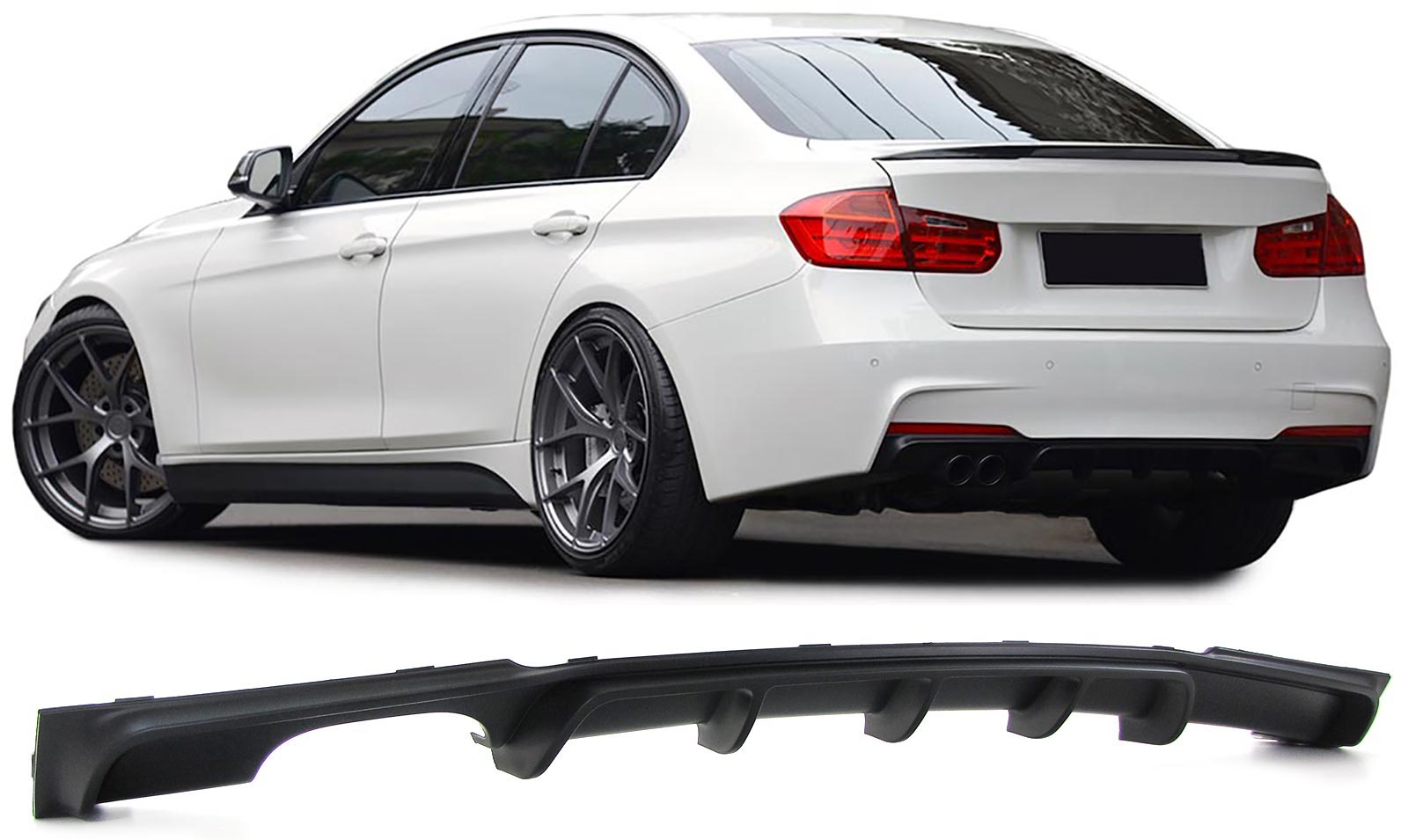 Achter Diffusor BMW F30 11-15 M-Look ABS Dubbel Links