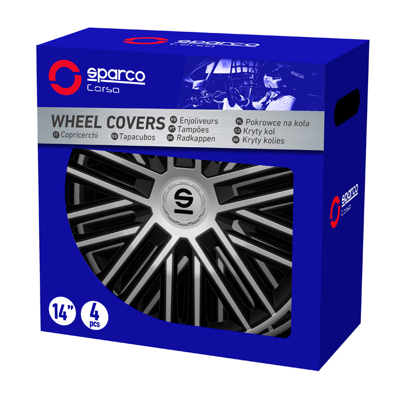 Sparco Wieldoppen Bergamo - 16-inch - Zilver/Zwart - Set van 4 stuks
