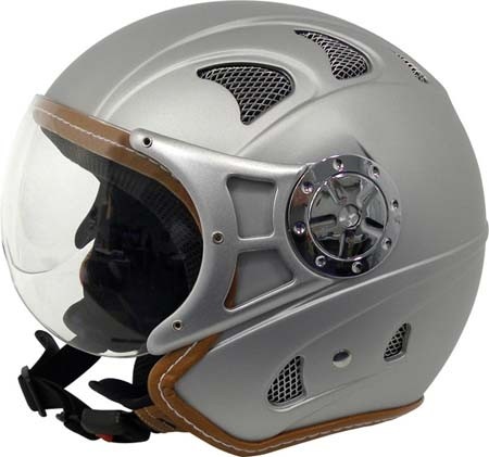 Motorhelm Jet luxe mat zilver M