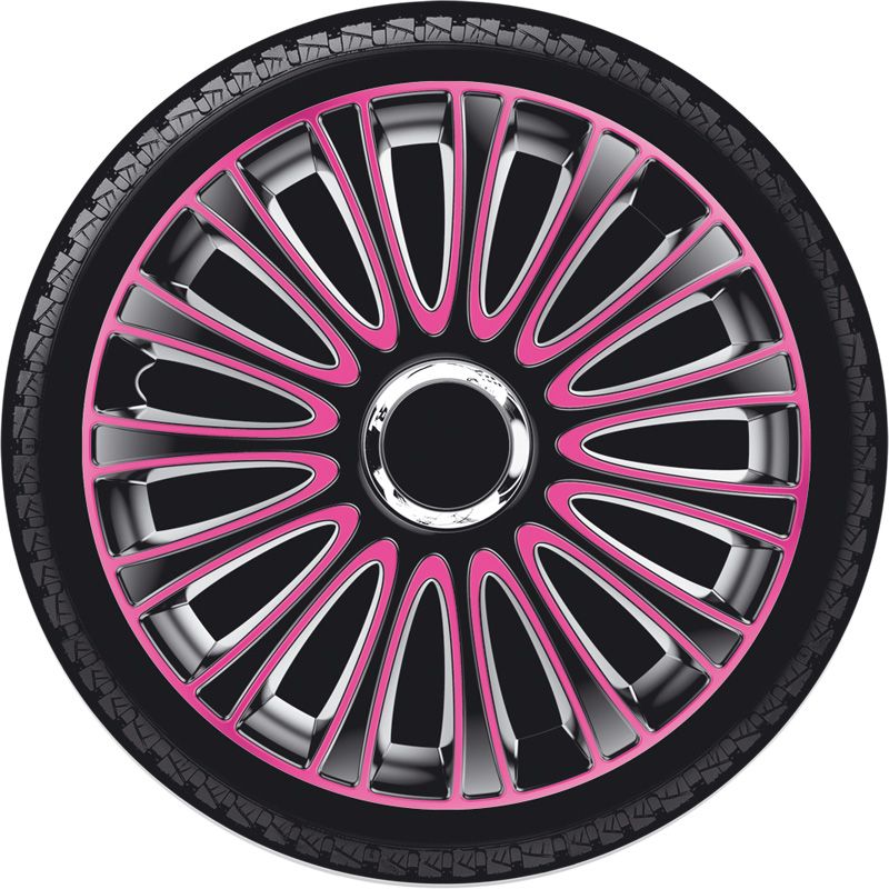 4-Delige Wieldoppenset LeMans 17-inch zwart/roze