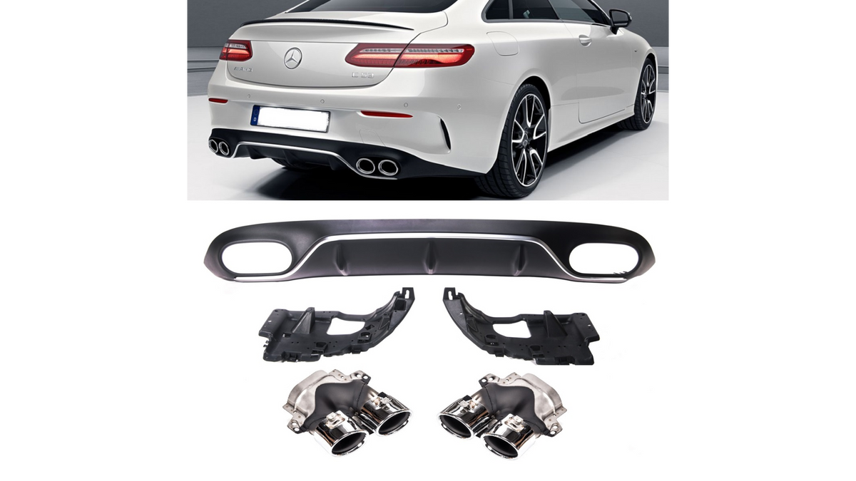 Diffusor Mercedes E-Class C238 Coupe (2016-..) Black/Chroom Met Sierstukken