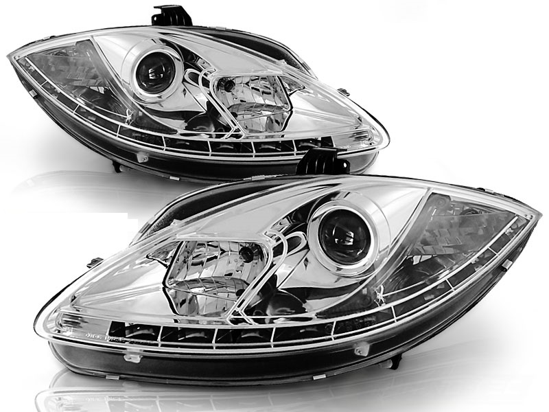 Set Koplampen in DRL-Look  Seat Leon/Altea/Toledo 2005-2009 - Zwart