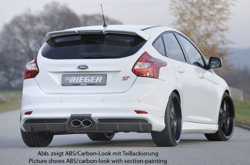 Diffuser Ford Focus 3 ST dubbele uitlaatpijp + gaasinzet Rieger carbon-look