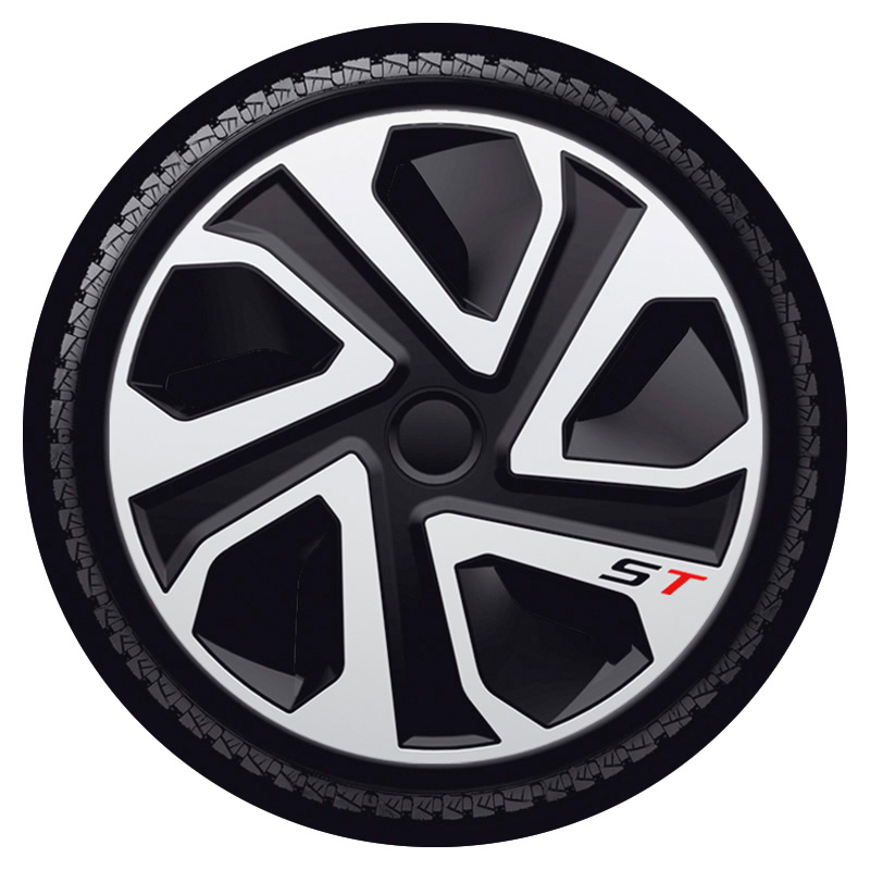 4-Delige J-Tec Wieldoppenset ST 16-inch zilver/zwart