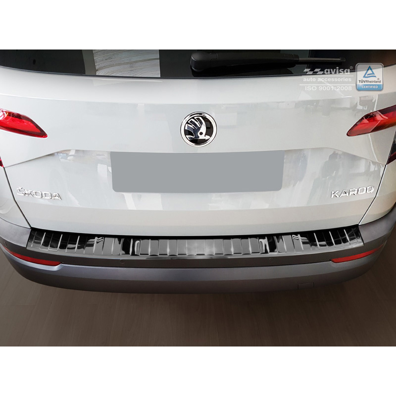 Zwart-Chroom RVS Achterbumperprotector  Skoda Karoq 2017-2022 'Ribs'