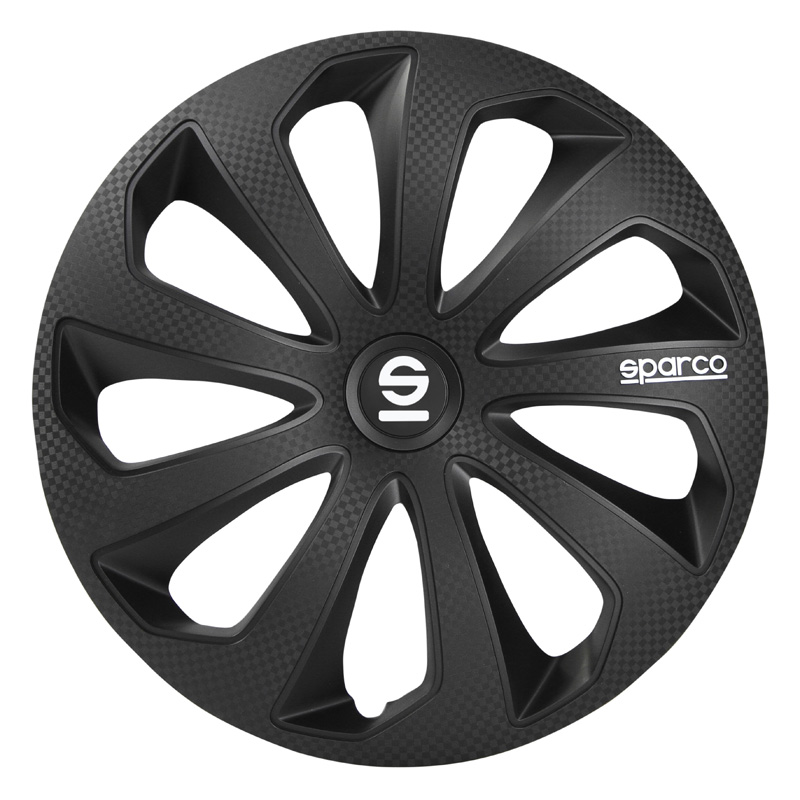 Sparco Wieldoppen Sicilia - 14-inch - Zwart/Carbon - Set van 4 stuks