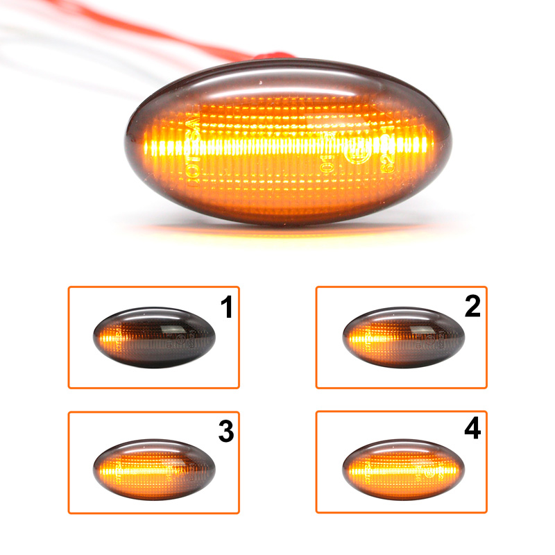 Set LED Zijknipperlichten  Toyota Aygo 2005-2014 & 2014- / Proace 2013- - Rookgrijs- incl. Dynamic Running Light