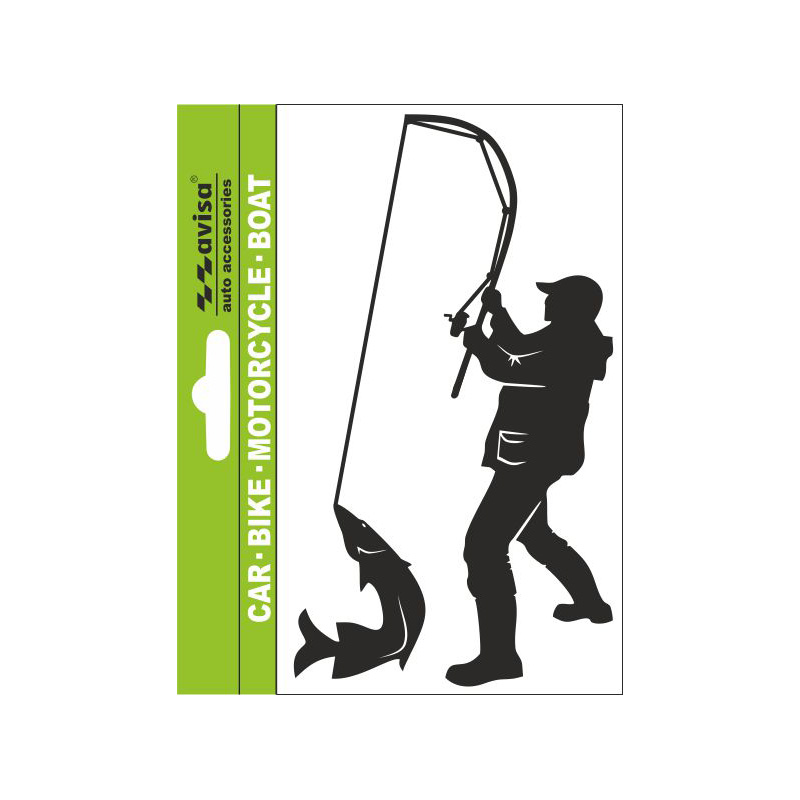AutoTattoo Sticker Fisher Angler + Fish - 7x14cm