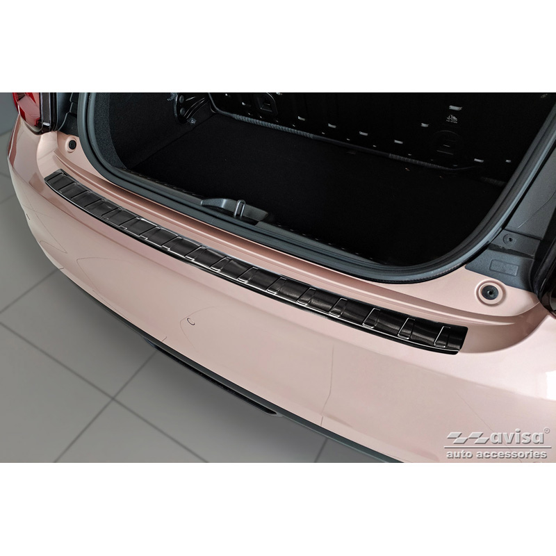 Zwart RVS Achterbumperprotector  Fiat 500e Berlina, 3+1 & Cabrio 3-deurs 2020- 'Ribs'