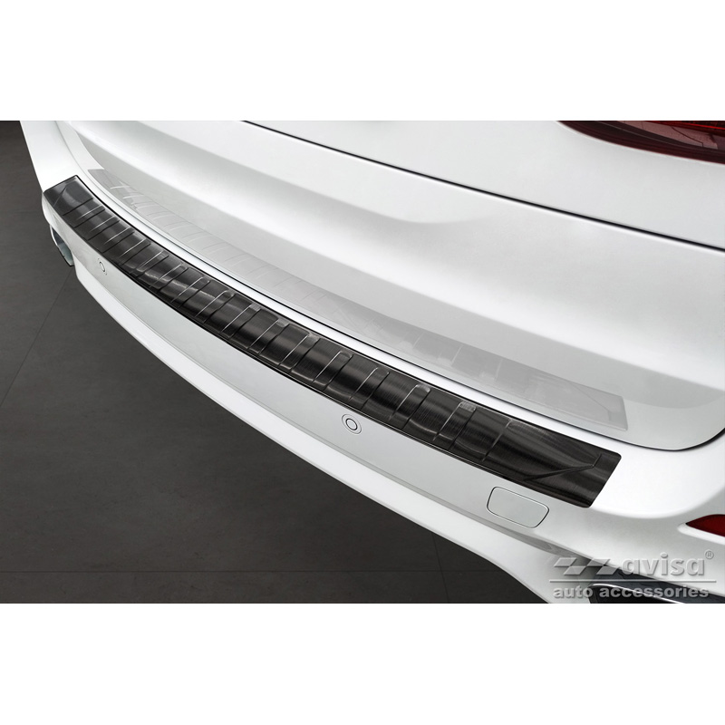 Zwart RVS Achterbumperprotector  BMW X5 F15 2013-2018 met M-Pakket 'Ribs'
