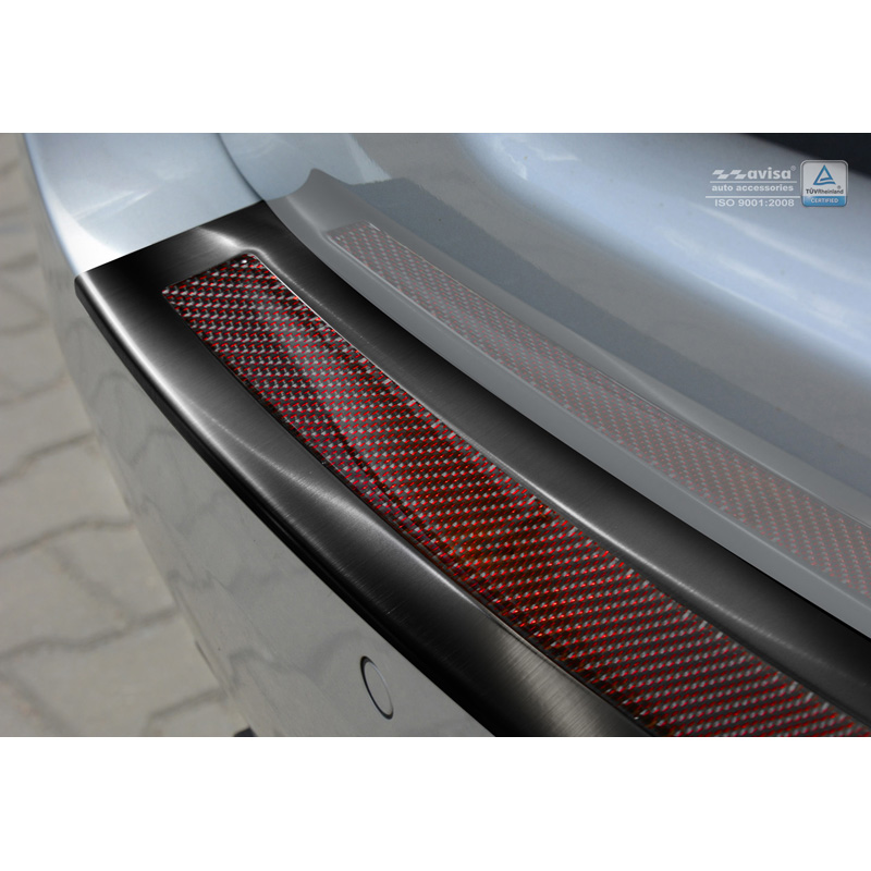 RVS Achterbumperprotector 'Deluxe'  BMW 5-Serie F11 Touring 2010-2016 Zwart/Rood-Zwart Carbon