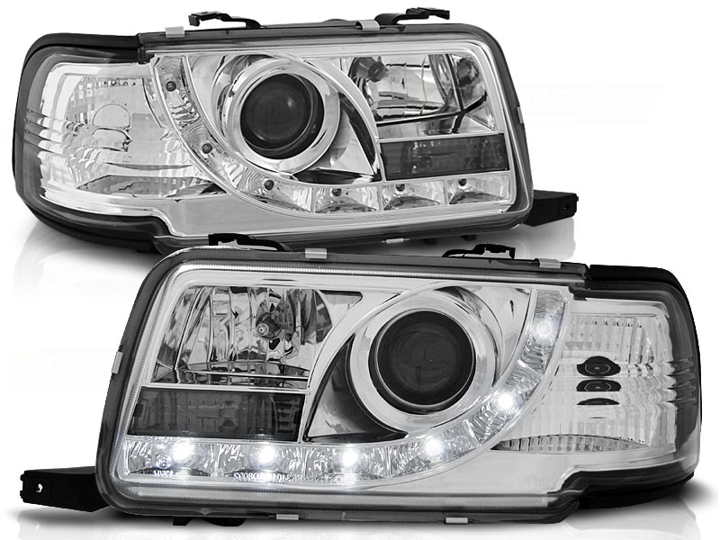 Koplampen Audi 80 B4 91-94 Devil Eyes DRL look chroom