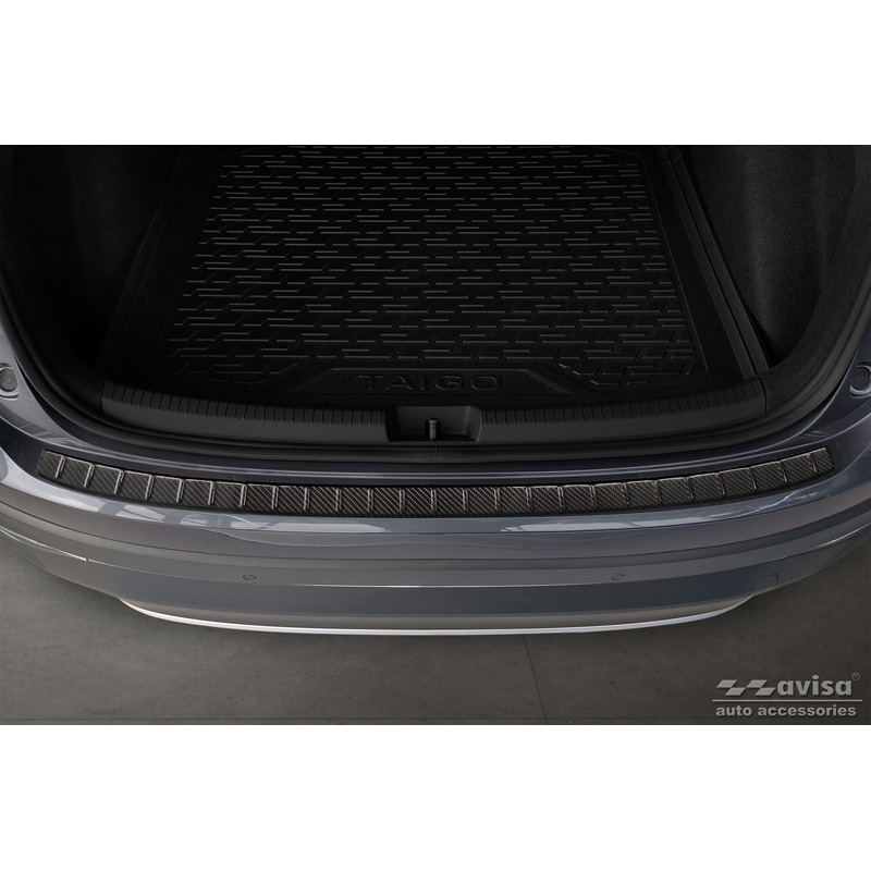 Echt 3D Carbon Achterbumperprotector  Volkswagen Taigo 2021- 'Ribs'