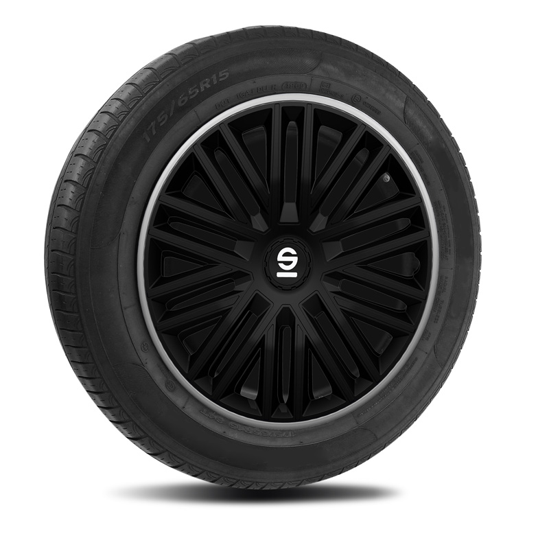 Sparco Wieldoppen Bergamo - 15-inch - Zwart/Grijs - Set van 4 stuks