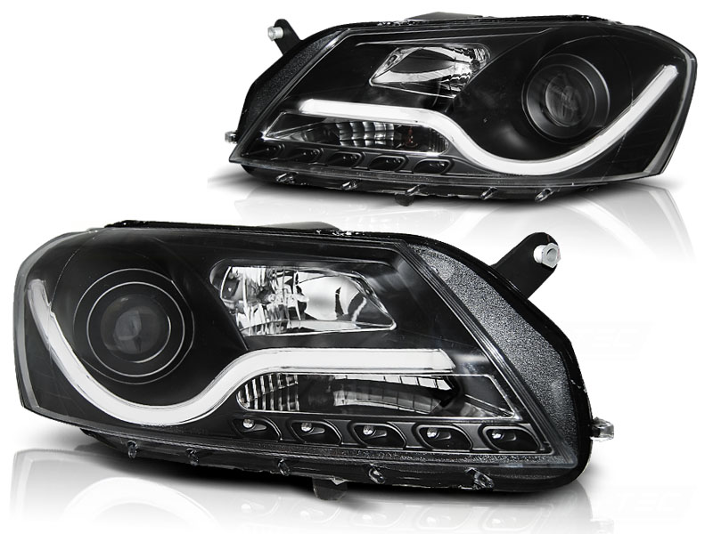 Koplampen VW Passat 10-14 Echte LED DRL R87 zwart