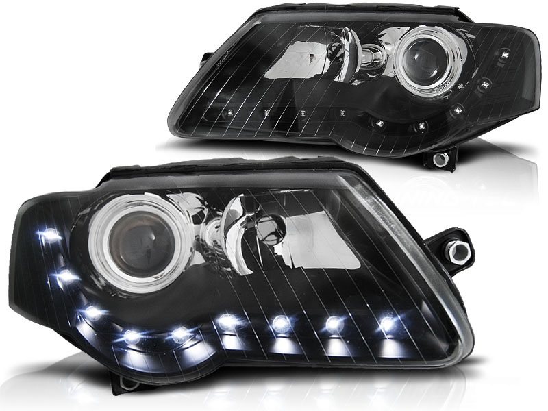 Koplampen VW Passat 3C Devil Eyes DRL look zwart