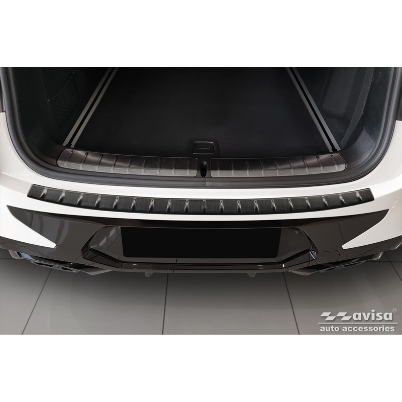 Zwart RVS Achterbumperprotector  BMW X4 G02 FL 2021- met M-Pakket 'Ribs'