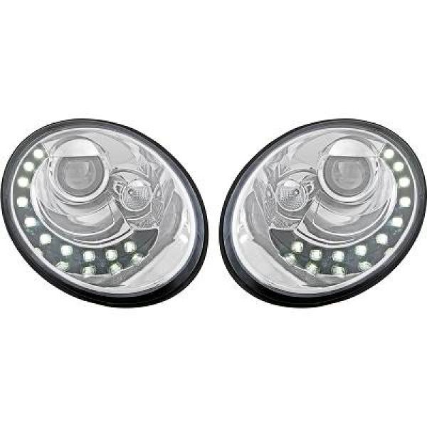 Koplampen VW Beetle DRl Chroom 05-11