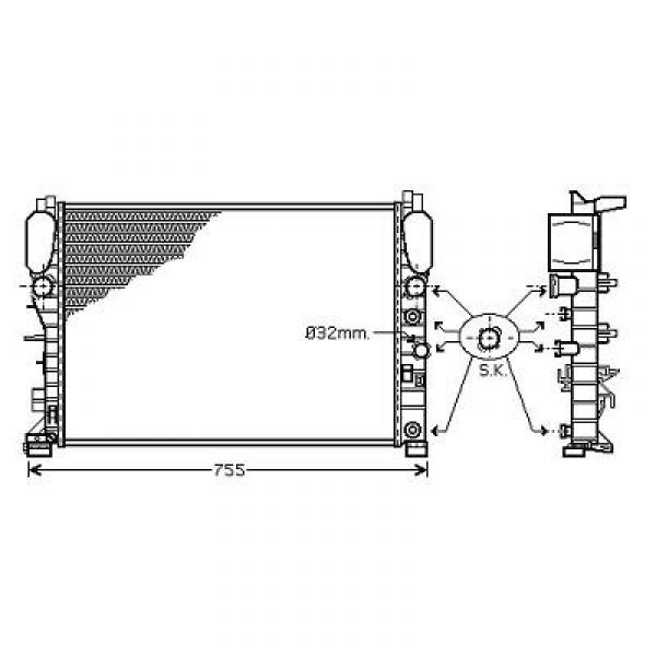 Radiator W211 02->> 640x455x32 ALLE CDI+E500 +/-AC