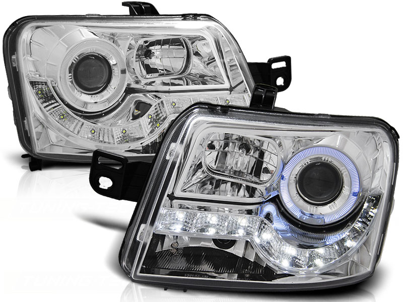 Koplampen Fiat Panda met dagrijverlichting 03- chroom