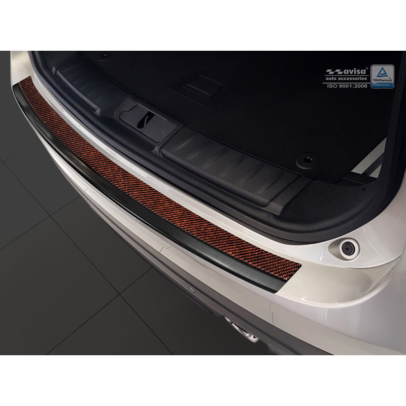 RVS Achterbumperprotector 'Deluxe'  Jaguar F-Pace 2016-2020 & FL 2020- Zwart/Rood-Zwart Carbon