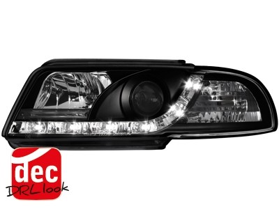 Koplampen Audi A4 B5 95-99 LED Devil Eyes DRL look zwart