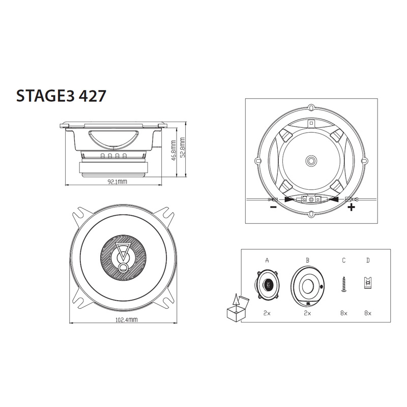 JBL Stage 3 427 4.0'' (10cm) Speakerset