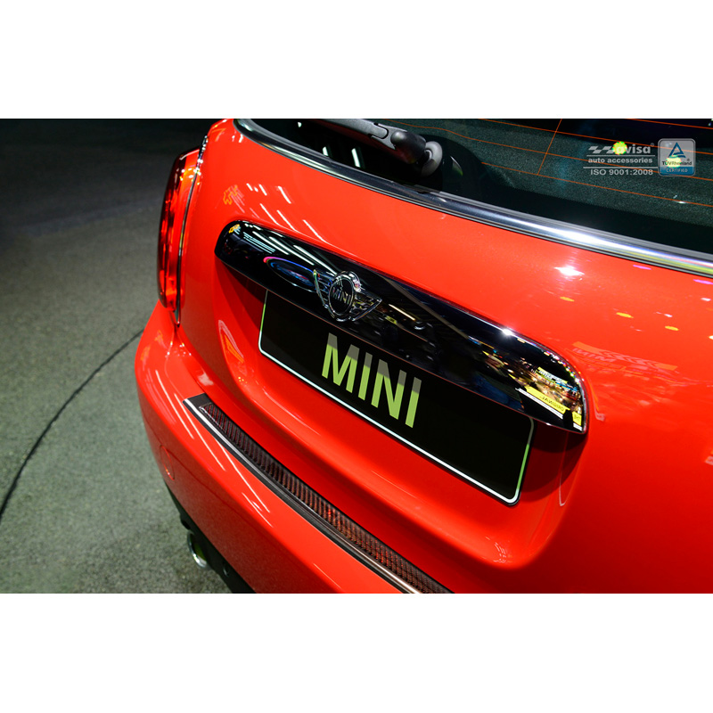 RVS Achterbumperprotector 'Deluxe'  Mini One/Cooper F56 3-deurs 3/2014- Zwart/Rood-Zwart Carbon