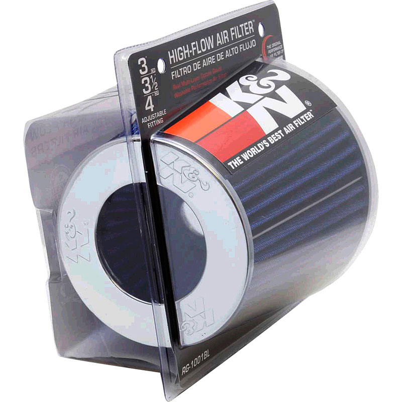 K&N RG-Serie universeel vervangingsfilter met 3 aansluitdiameters Blauw (RG-1001BL)